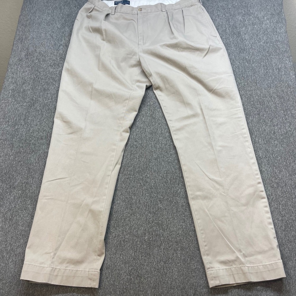 Polo Ralph Lauren Ethan Pant Khaki Pleated Cotton‎ Men 38x31 in Casual Office